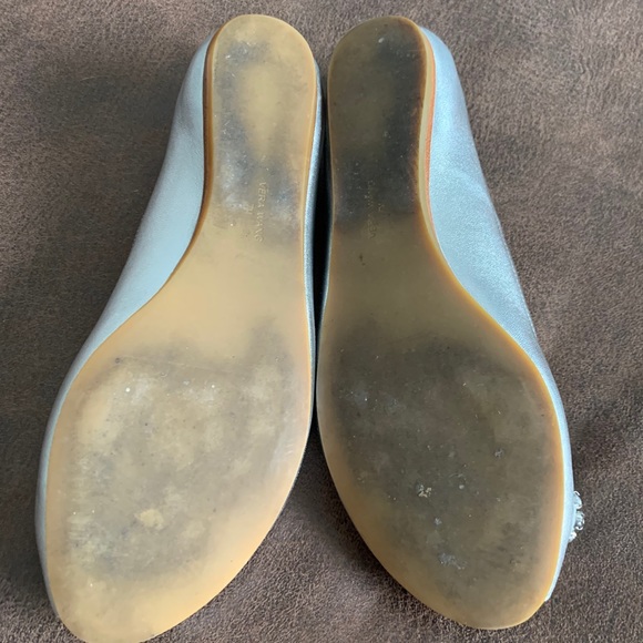 Vera Wang Silver Crystal Peep-Toe Flats Size 7 - Picture 4 of 8